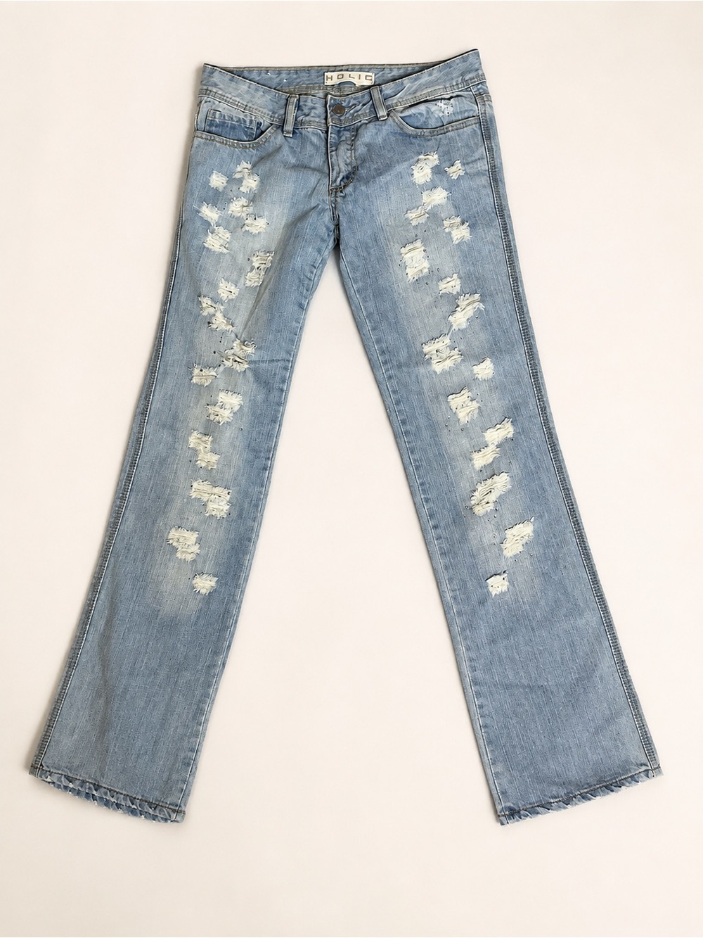 🦋Y2K Light Blue Distressed Butterfly Rhinestone Women's Jeans